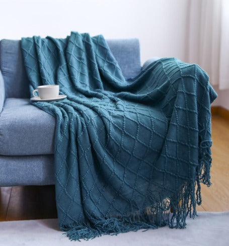 MOLLY- Tunn filt med fransar och mönster